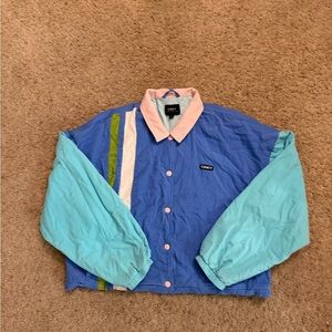 Obey Blue and Aqua Jacket with Pink Accents
